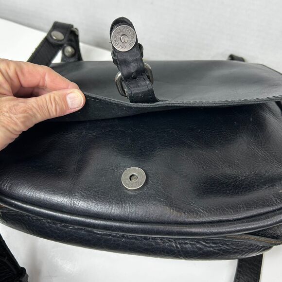 Patricia Nash London Saddle Bag Black Smooth Leather Shoulder Crossbody Bag - Picture 4 of 15